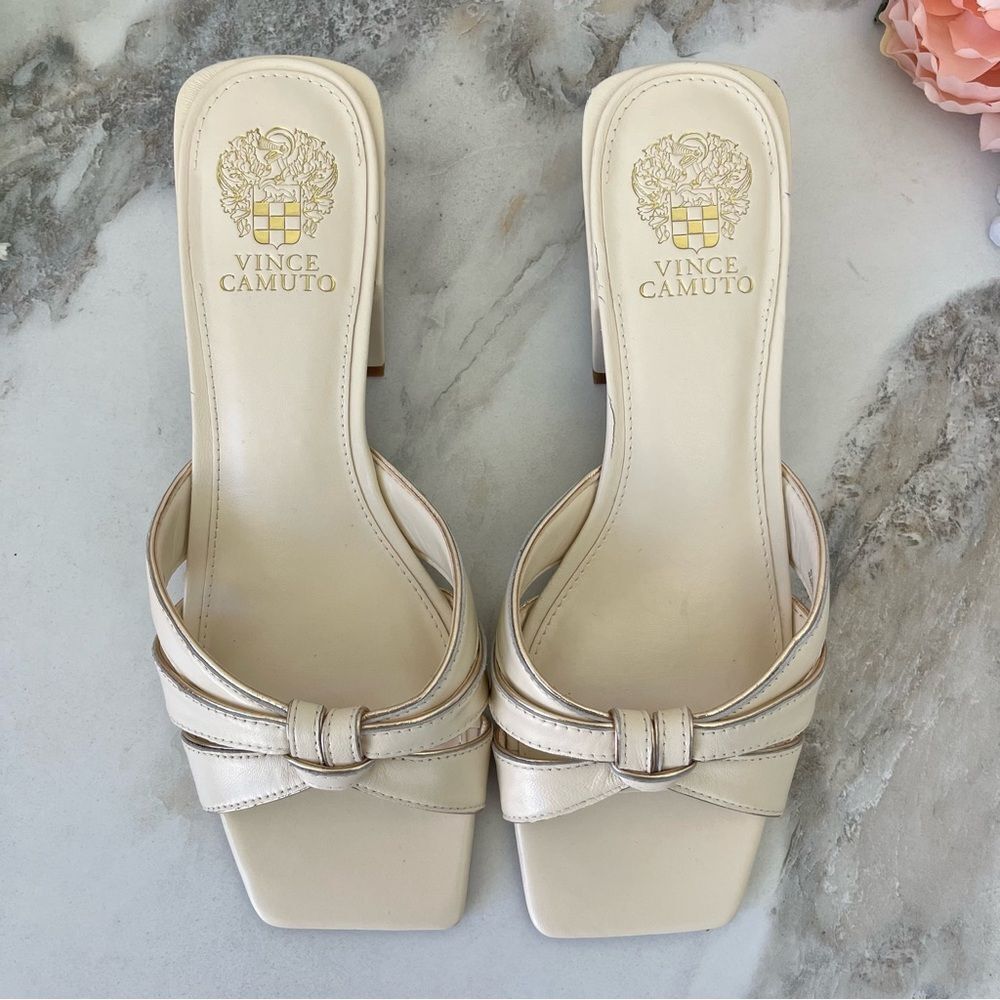 VINCE CAMUTO Selaries Leather Slide Sandal in Warm Vanilla 9.5 NEW - Picture 6 of 16